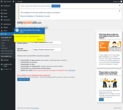 Page screenshot: Tools → Update URLs