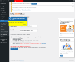 Page screenshot: Tools → Update URLs