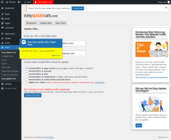 Page screenshot: Tools → Update URLs
