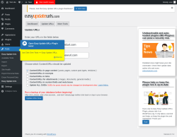Page screenshot: Tools → Update URLs