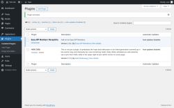 Page screenshot: Plugins &lsaquo; Test site &mdash; WordPress