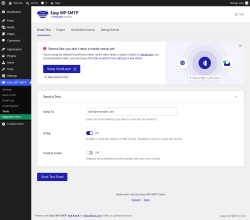 Page screenshot: Easy WP SMTP &rarr; Send a Test