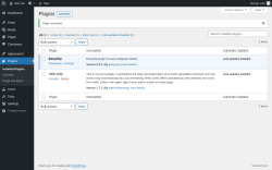 Page screenshot: Plugins &lsaquo; Test site &mdash; WordPress