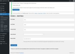 Page screenshot: Ebook Store → Orders – Add New