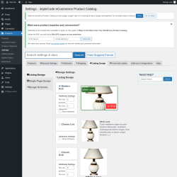 Page screenshot: Products → Settings → Catalog Design