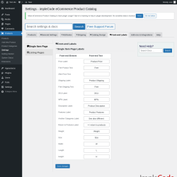 Page screenshot: Products → Settings → Front-end Labels