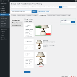 Page screenshot: Products → Settings → Catalog Design