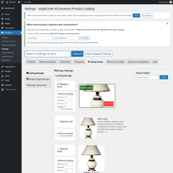 Page screenshot: Products → Settings → Catalog Design