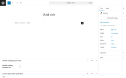 Page screenshot: Add Post ‹ Test site — WordPress