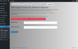 Page screenshot: EGPS &rarr; EGPS &ndash; Settings &rarr; 
                &nbsp;License Key