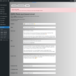 Page screenshot: EGPS &rarr; EGPS &ndash; Emails &rarr; 
                &nbsp;Orders