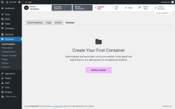 Page screenshot: Templates → Add New → Container