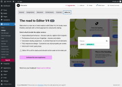 Page screenshot: Elementor → Settings → Editor V4