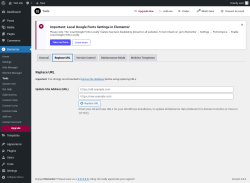 Page screenshot: Elementor → Tools → Replace URL