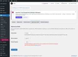 Page screenshot: Elementor → Tools → Maintenance Mode