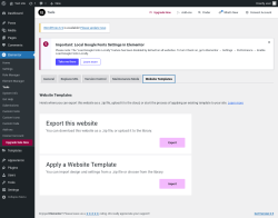 Page screenshot: Elementor → Tools → Website Templates