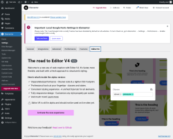 Page screenshot: Elementor → Settings → Editor V4