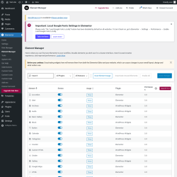 Page screenshot: Elementor → Element Manager