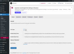 Page screenshot: Elementor &rarr; Settings
