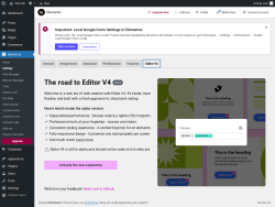 Page screenshot: Elementor &rarr; Settings &rarr; Editor V4