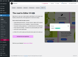 Page screenshot: Elementor &rarr; Settings &rarr; Editor V4
