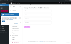 Page screenshot: Elementor &rarr; Editor &rarr; Role Manager