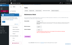 Page screenshot: Elementor &rarr; Editor &rarr; Tools &rarr; Maintenance Mode