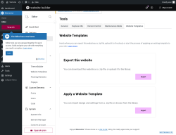 Page screenshot: Elementor &rarr; Editor &rarr; Tools &rarr; Website Templates