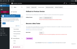 Page screenshot: Elementor &rarr; Editor &rarr; Tools &rarr; Version Control