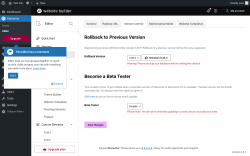 Page screenshot: Elementor &rarr; Editor &rarr; Tools &rarr; Version Control