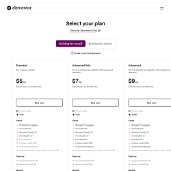 Page screenshot: Elementor &rarr; Upgrade
