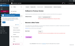 Page screenshot: Elementor &rarr; Editor &rarr; Tools &rarr; Version Control