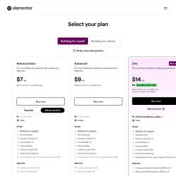 Page screenshot: Elementor &rarr; Upgrade