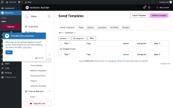 Page screenshot: Elementor &rarr; Editor &rarr; Templates