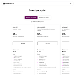 Page screenshot: Elementor &rarr; Upgrade
