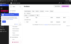 Page screenshot: Elementor &rarr; Editor &rarr; Templates &rarr; Div Block