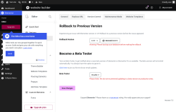 Page screenshot: Elementor &rarr; Editor &rarr; Tools &rarr; Version Control