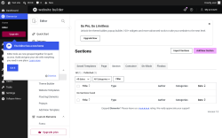 Page screenshot: Elementor &rarr; Editor &rarr; Templates &rarr; Section