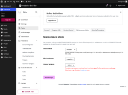 Page screenshot: Elementor &rarr; Editor &rarr; Tools &rarr; Maintenance Mode
