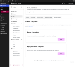 Page screenshot: Elementor &rarr; Editor &rarr; Tools &rarr; Website Templates
