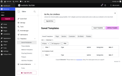Page screenshot: Elementor &rarr; Editor &rarr; Templates