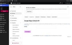 Page screenshot: Elementor &rarr; Editor &rarr; Settings &rarr; Integrations