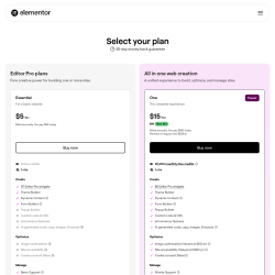 Page screenshot: Elementor &rarr; Upgrade