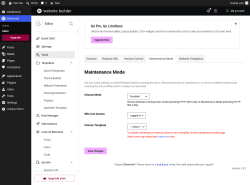 Page screenshot: Elementor &rarr; Editor &rarr; Tools &rarr; Maintenance Mode