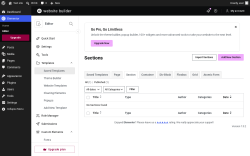Page screenshot: Elementor &rarr; Editor &rarr; Templates &rarr; Section