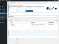 Page screenshot: Plugins ‹ Test site — WordPress