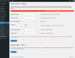 Page screenshot: Settings &rarr; eMail by SMTP
