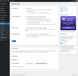 Page screenshot: Settings &rarr; Email Encoder