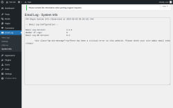 Page screenshot: Email Log → System Info