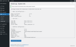 Page screenshot: Email Log → System Info